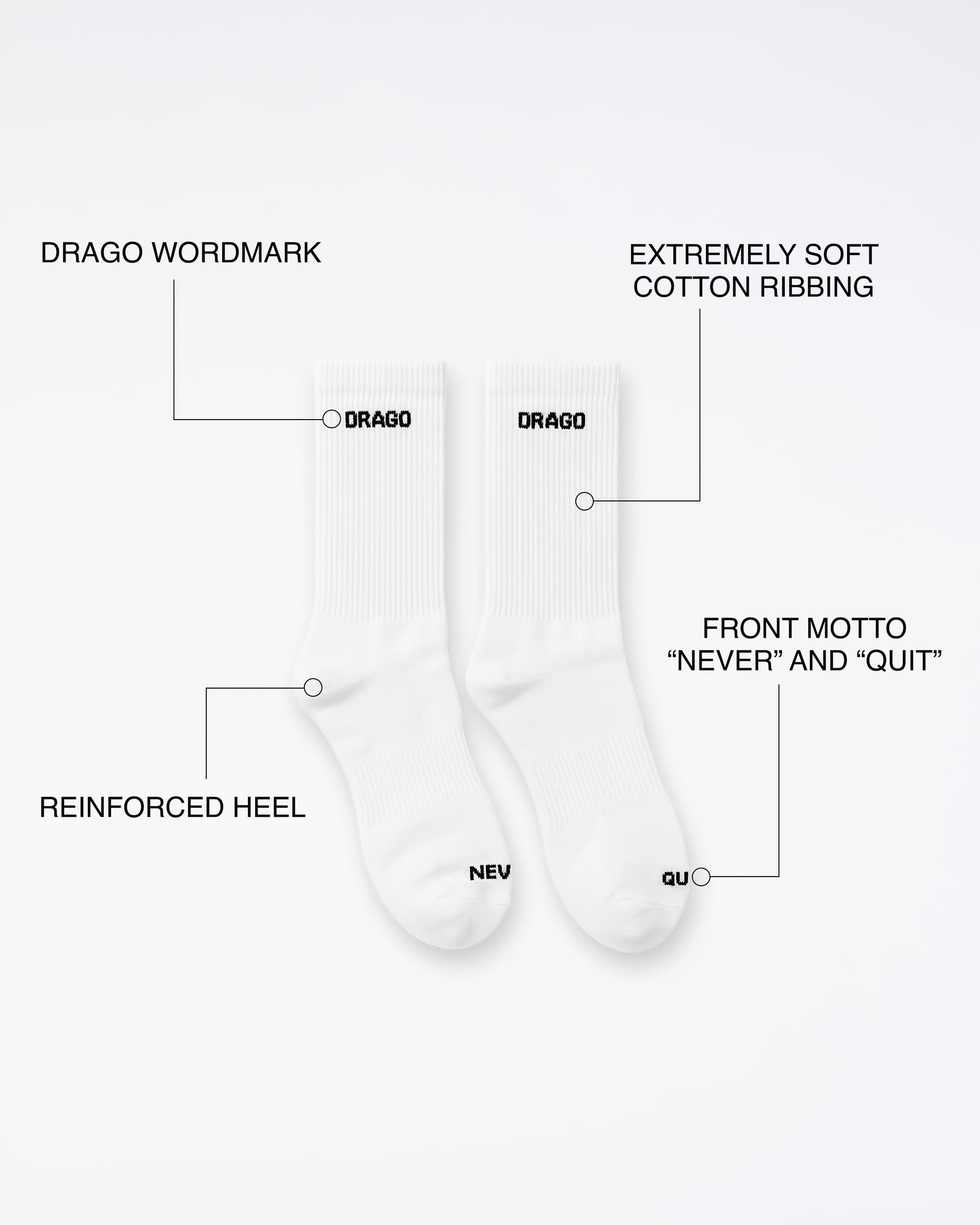 Multiple features on the Tennis Socks, such as extremely soft cotton ribbing, reinforced heel and logo motives.