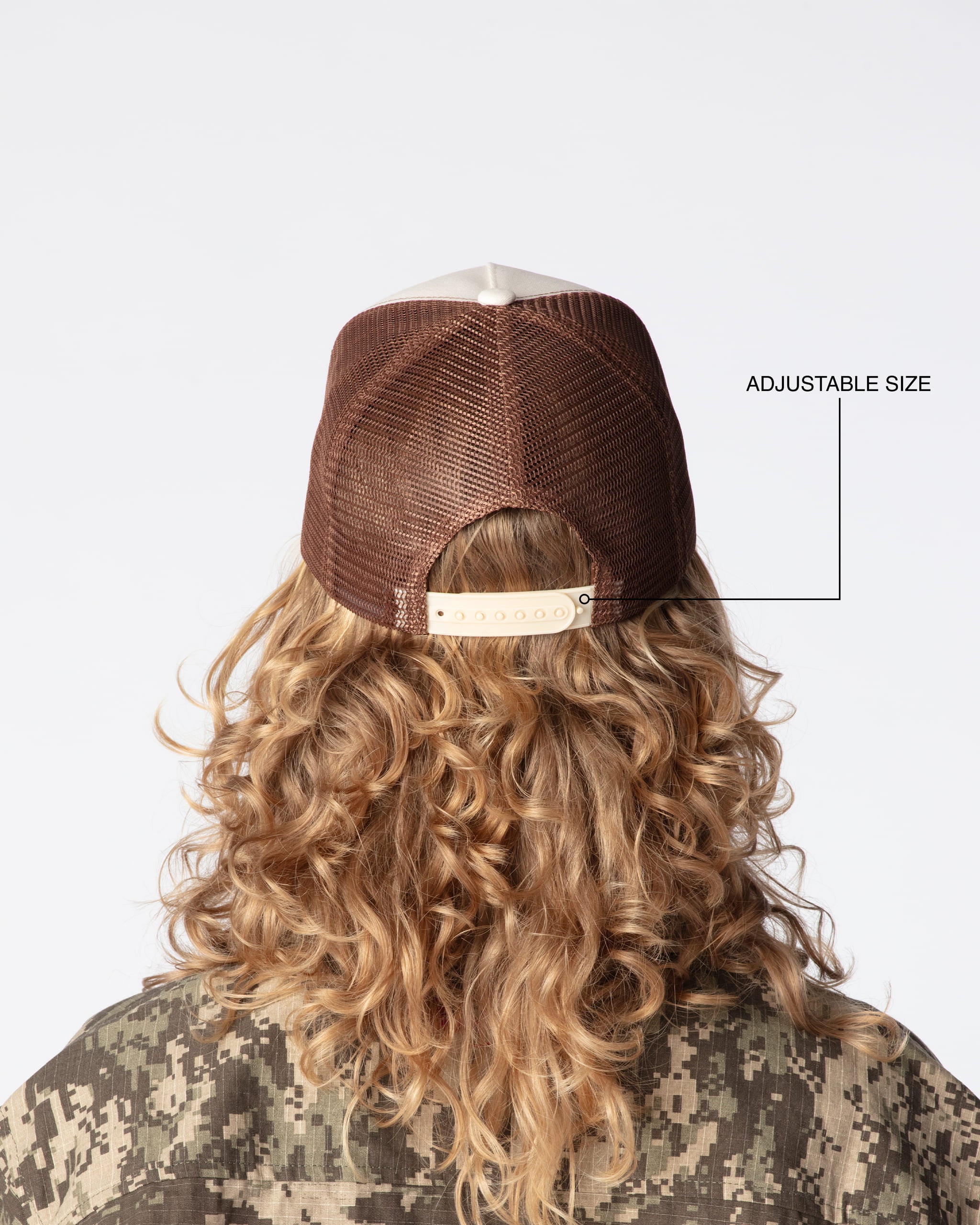 High quality Mesh Trucker Cap seen from the rear, with adjustable snapback size
